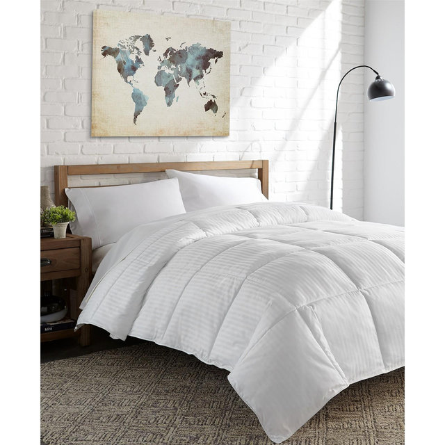 Eddie Bauer All Seasons 400 Thread Count Down Alternative Striped Luxury Oversized Duvet Insert, King
