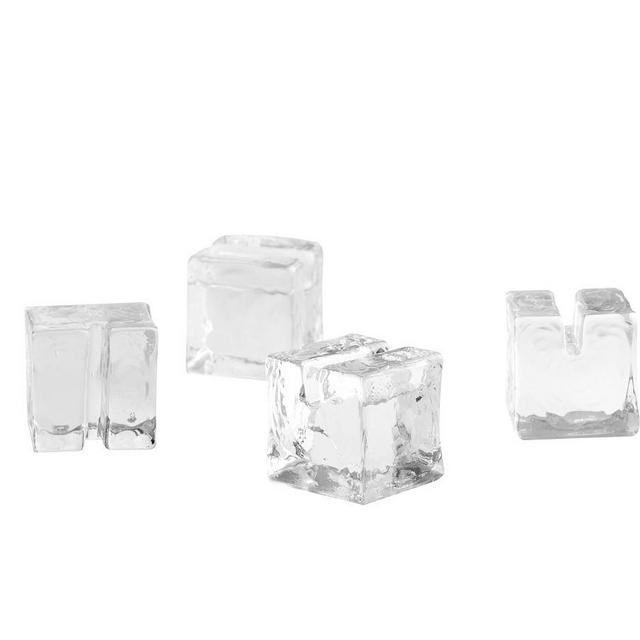 Slab Glass Cube Place Card Holder, Set of 4