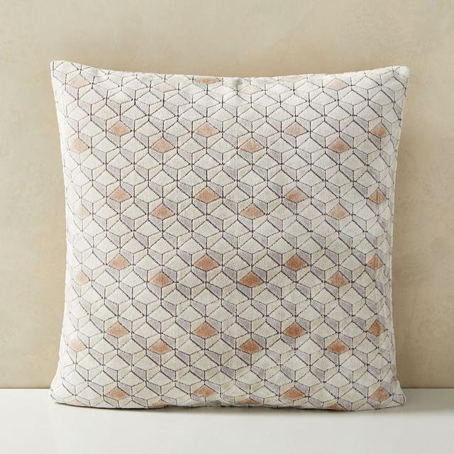 Tricolor Diamond Cut Velvet Pillow Cover, 20"x20", Dusty Blush