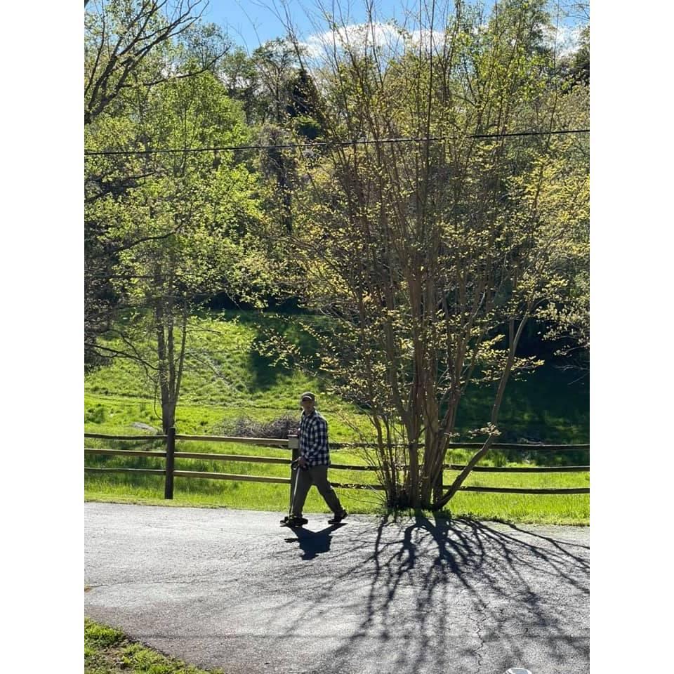 He was so excited to help Dad with the lawn chores for Clays wedding in Virginia!