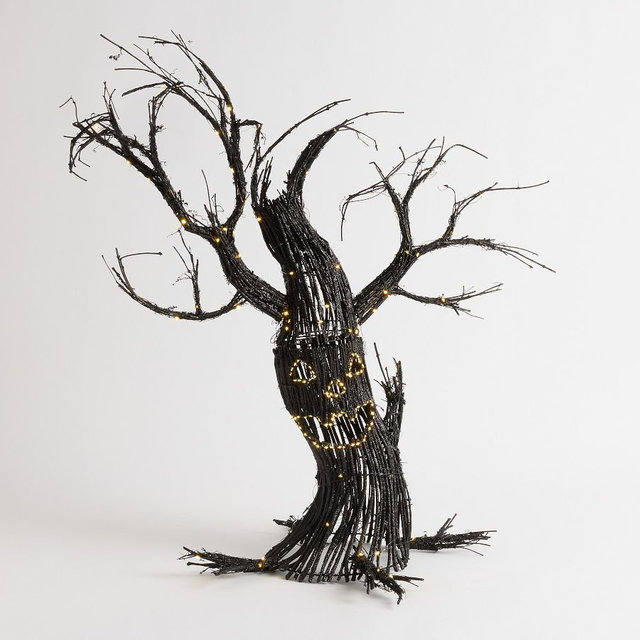 Lit Jack O' Lantern Willow Trees, Black, 3Ft