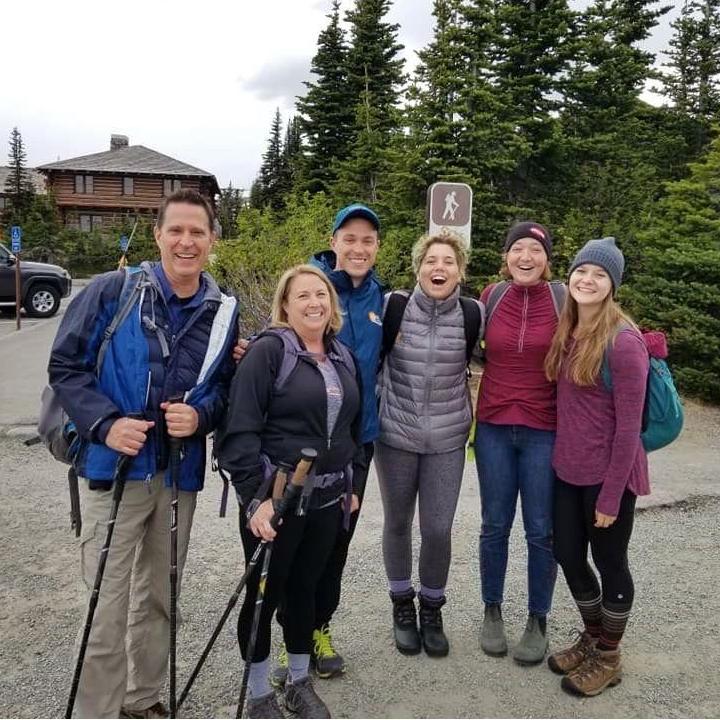 Hiking with friends and David's parents in 2018.