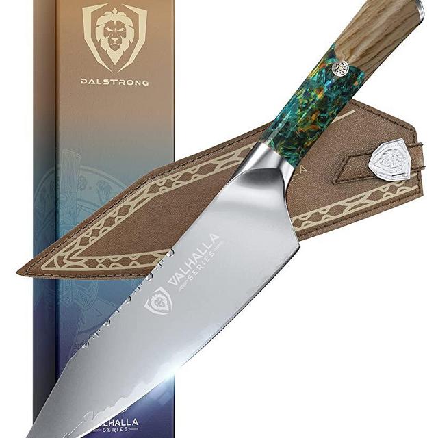 DALSTRONG Chef Knife - 8" - Valhalla Series - 9CR18MOV HC Steel - Celestial Resin & Wood Handle - w/Leather Sheath