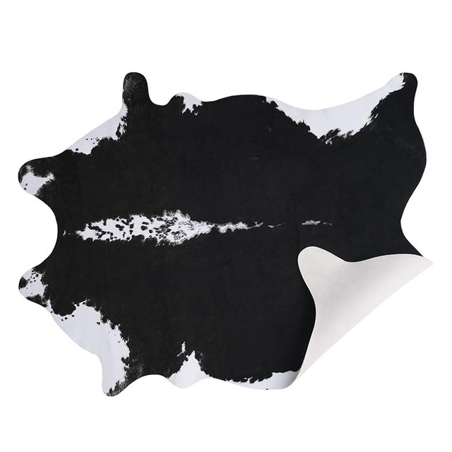 AROGAN Faux Cow Hide Rug, Premium Cow Print Rug Animal Area Rug for Western Decor, Cowhide for Bedroom, Living Room, Cute Decor Black and White, 6.2 x 7 Feet