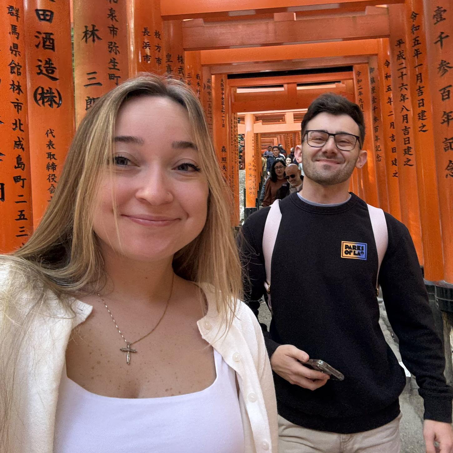 Us (accidentally) hiking the mountain containing the Fushimi Inari Shrine. Our goal was to see the arches briefly & leave. We ended up (again, accidentally) doing the 2.5 mi mountain hike & back down!