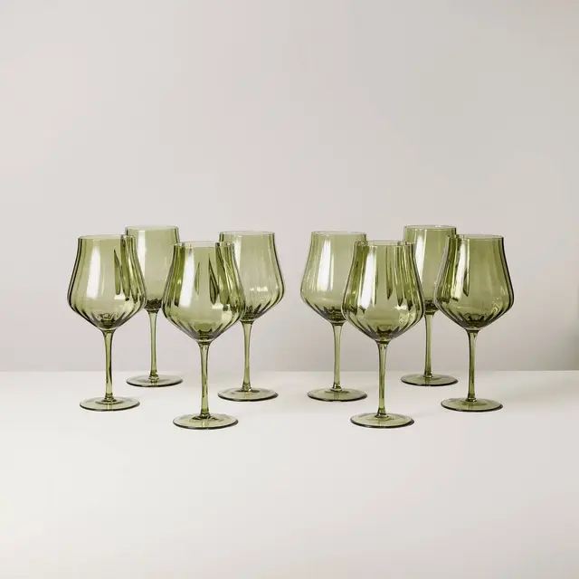 Set of 8 20oz Wine Glasses Green - Hearth & Hand™ with Magnolia