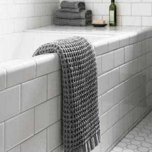 Supima® Waffle Bath Sheet-color: cinder grey