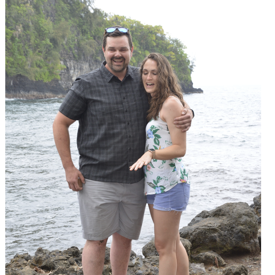 Moments after popping the big question on the big island of Hawaii.