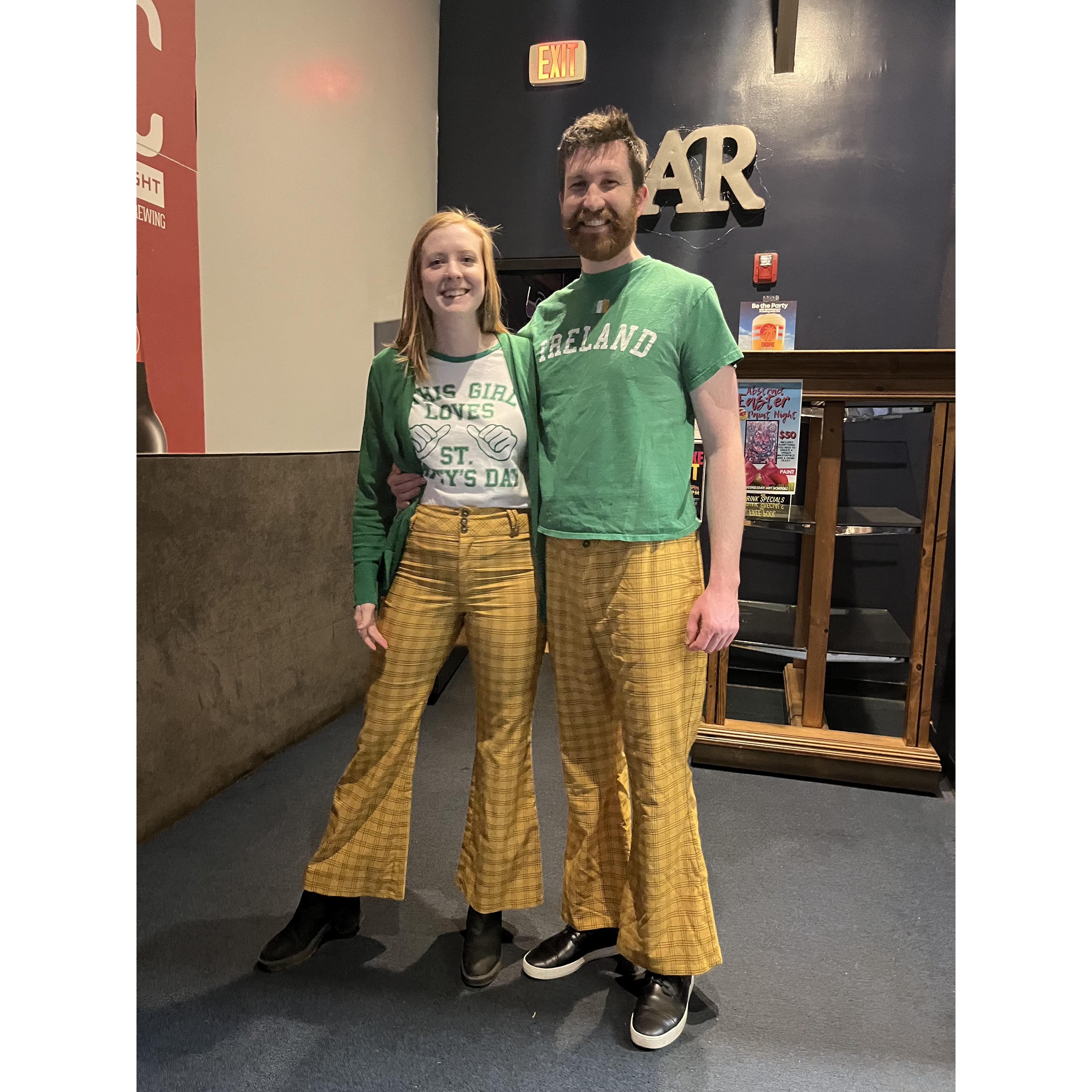 Matching pants for St. Patrick's Day