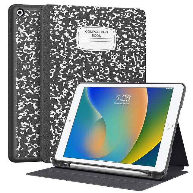 Supveco Case for iPad 9th/8th/7th Generation 10.2 inch (2021/2020/2019 Model) with Pencil Holder, Premium Folio Stand Case with Auto Wake/Sleep,Soft TPU Back Shell Cover for iPad 10.2 Inch-Book Black