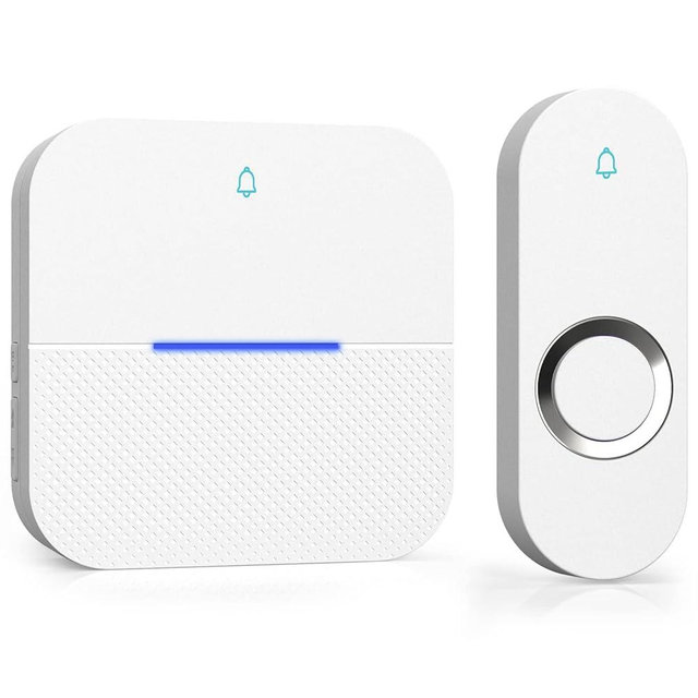 AIDA Lighted Wireless Doorbell for Home, Waterproof Battery Doorbell Wireless 1,000ft Range, 5 Volume Levels with 58 Chimes & LED Flash on Receiver (White, 1 Button & 1 Receiver)