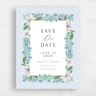Blue Rustic Wedding Save the Date - Camrose Portrait