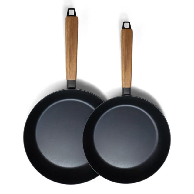 Alva Forest 8" & 11" Seasoned Blue High Carbon Steel Pan Set Natural Non Stick Frying Pans Non Toxic PFAS PFOA PTFE Free Carbon Steel Frying Pans Healthy Nonstick Pan Safe in All Stovetop & BBQ