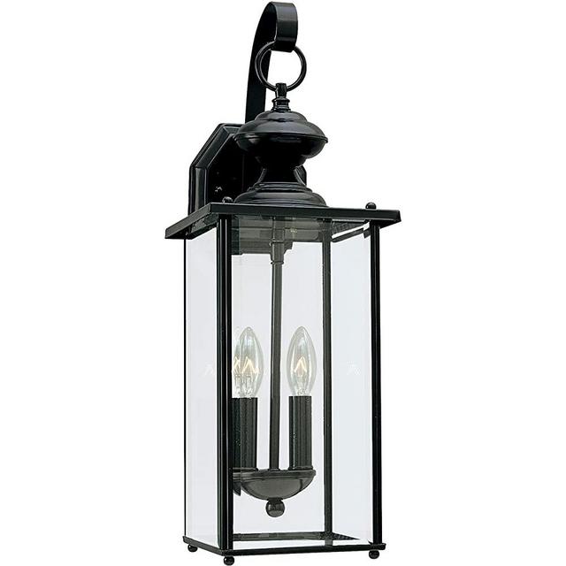 Sea Gull Lighting 8468-12 Jamestowne Two-Light Outdoor Wall Lantern Outside Lighting, Black Finish