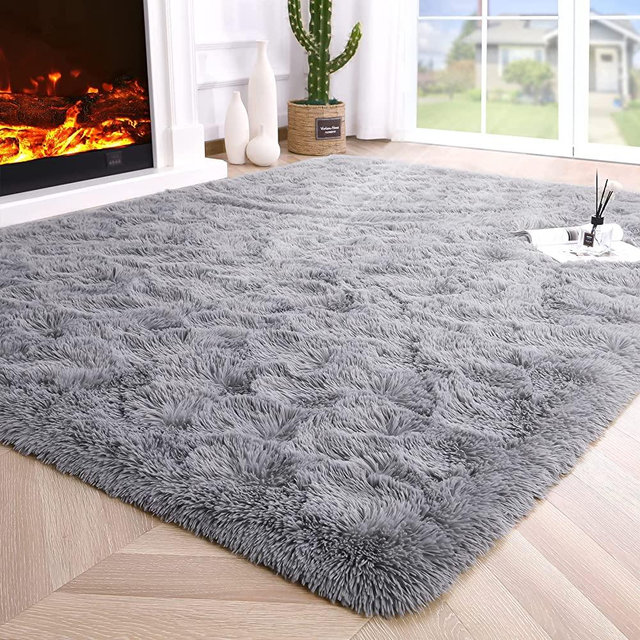 Noahas Fluffy Bedroom Rug Carpet,4x5.3 Feet,Shaggy Fuzzy Grey Rugs for Bedroom,Soft Rug for Kids Room,Plush Nursery Rug for Baby,Thick Area Rugs for Living Room,Cute Room Decor for Girls Boys