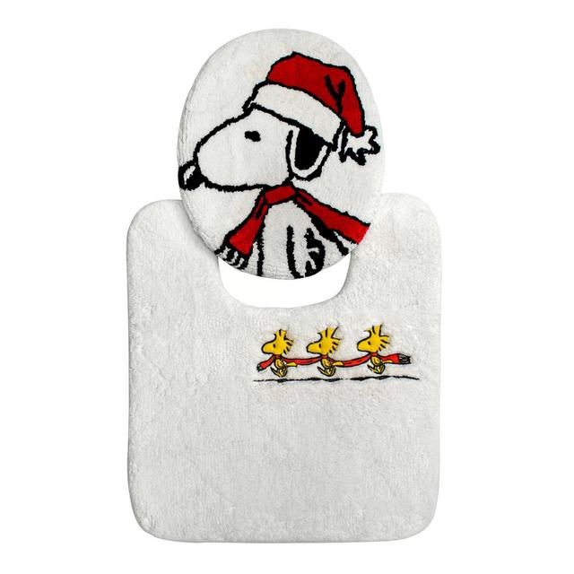 Peanuts™ Be Merry 2-Piece Toilet Cover and Contour Rug Set in Red