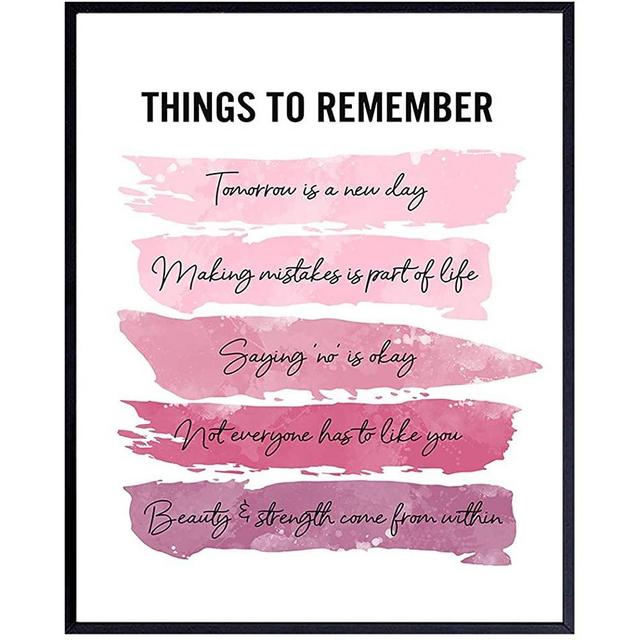 Positive Inspirational Quotes Wall Decor - Uplifting Encouragement Gifts for Women, Girls, Teens, Daughter, BFF, Best Friend - Pink Motivational Wall Art Poster for Home Office, Bedroom, Bathroom