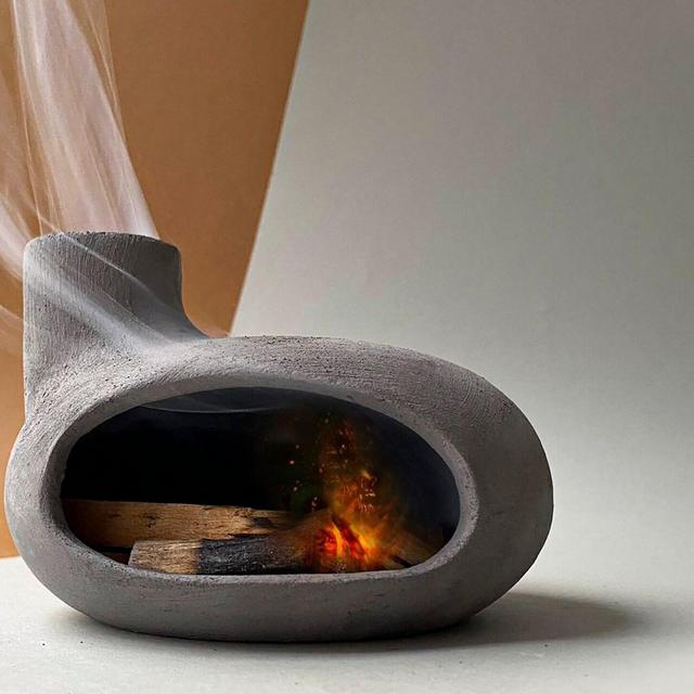 Anthracite Textured Palo Santo Burner, Cone Incense Holder, Handmade Modern Ceramic Chimney Incense Burner