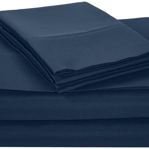 AmazonBasics Microfiber Sheet Set - King, Navy Blue