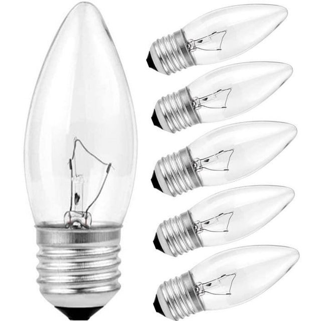 MMBGJKG 60W Incandescent Torpedo Tip Chandelier - 60W Equivalent Medium E26 Candelabra, TipIncandescent Clear Dimmable Light Bulbs and Medium E26 Base, Candle Light Bulbs for Chandeliers(6pack)