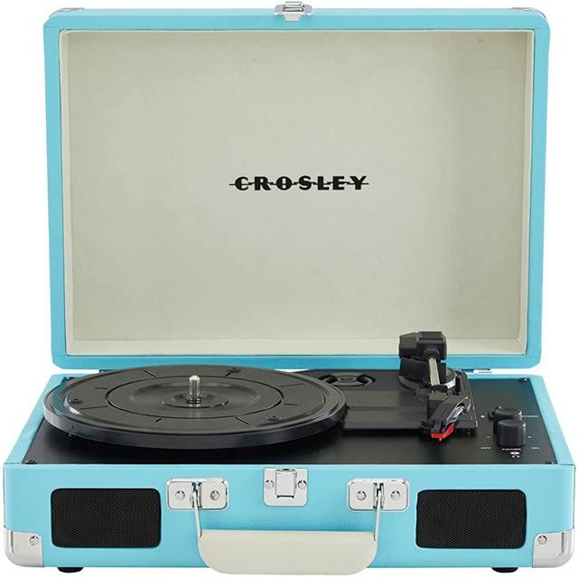 Crosley CR8005F-TU Cruiser Plus Vintage 3-Speed Bluetooth in/Out Suitcase Turntable, Turquoise