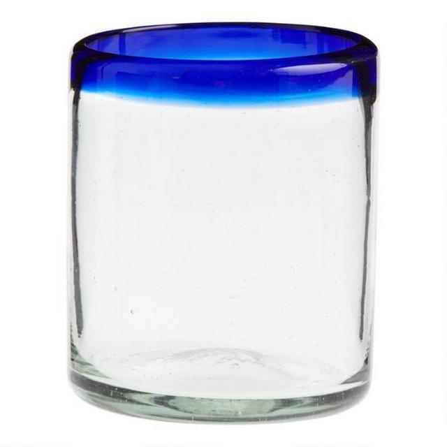 Blue Rocco Double Old Fashioned Glass Set Of 4
