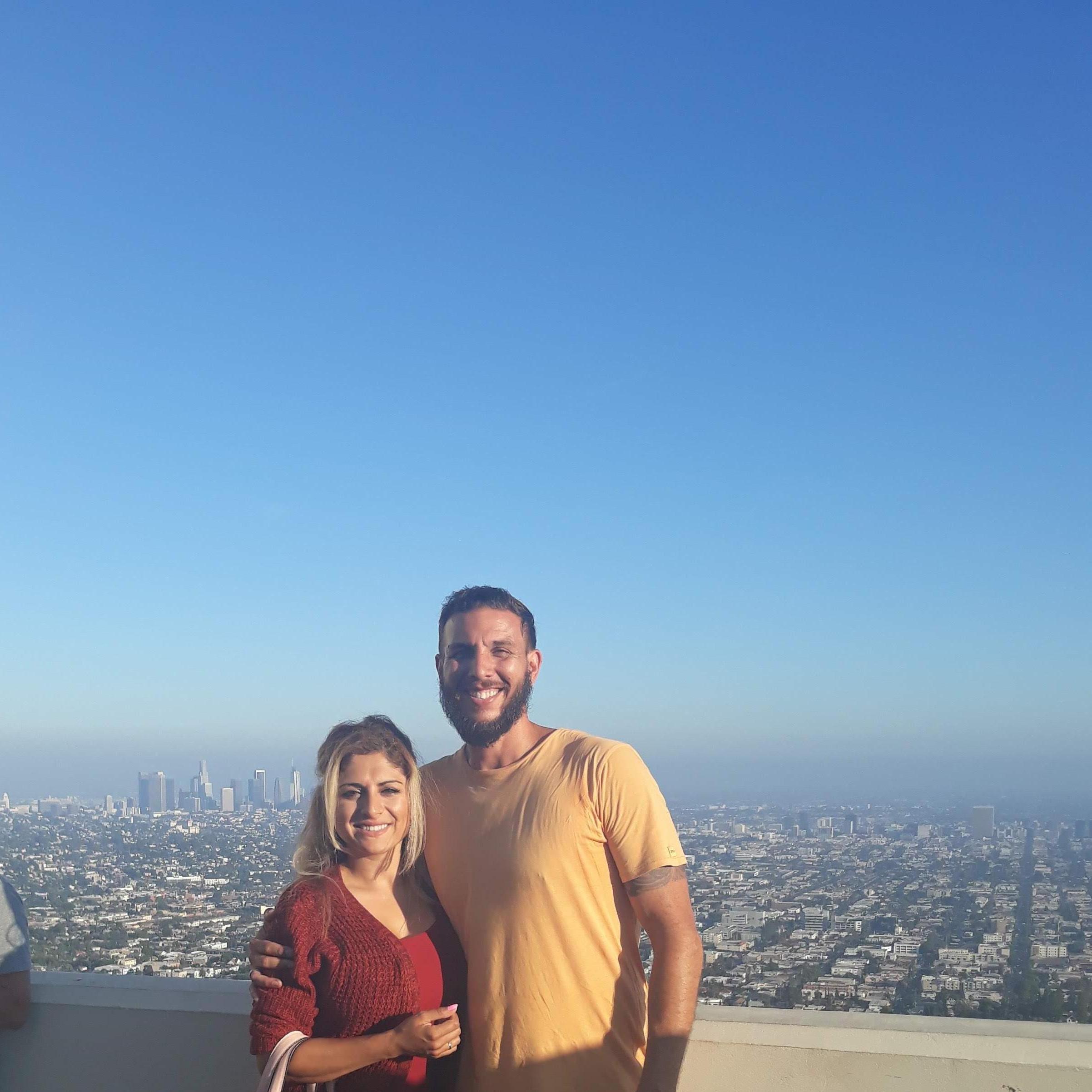 When he met some of my family, which came visit from Louisiana.  Family trip to the Observatory in LA.