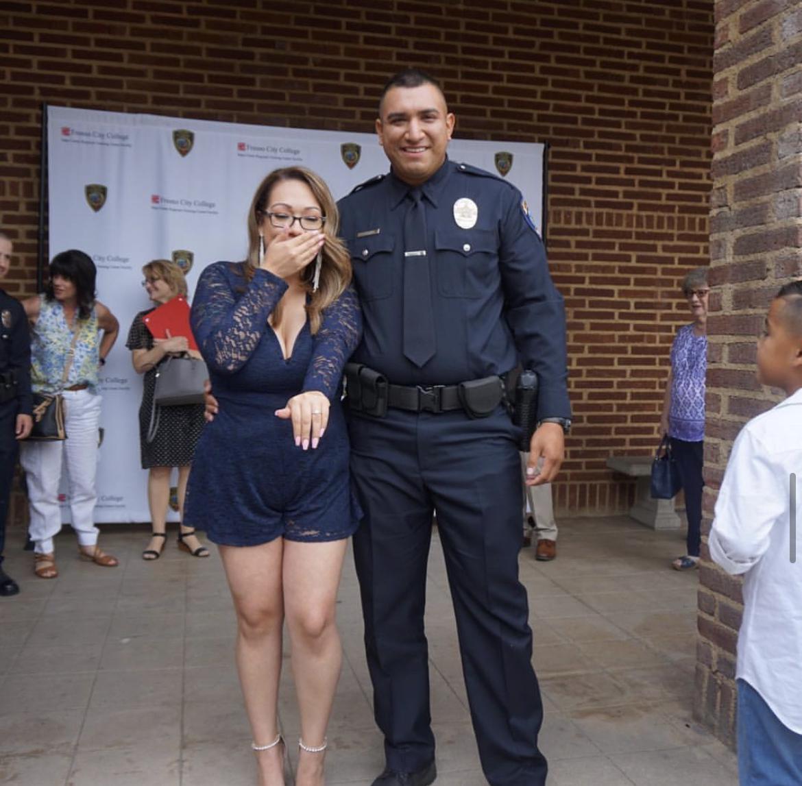 Proposal at Fresno City College after Justin’s Police Academy ceremony.