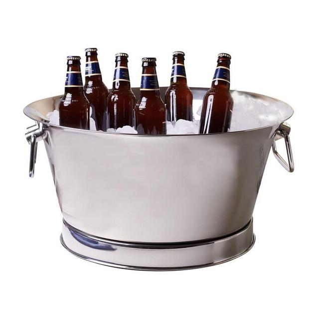 Sol Living Beverage Tub Large Drink Bucket with Handles Stainless Steel Bottle Cooler Double Wall Insulated Ice Bucket for Hosting Parties - 8 Gallon Capacity