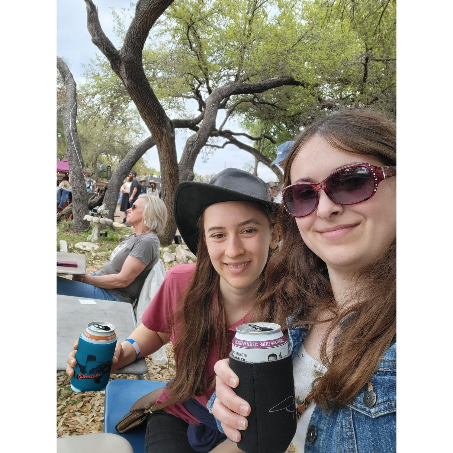 Chilling at a music festival.