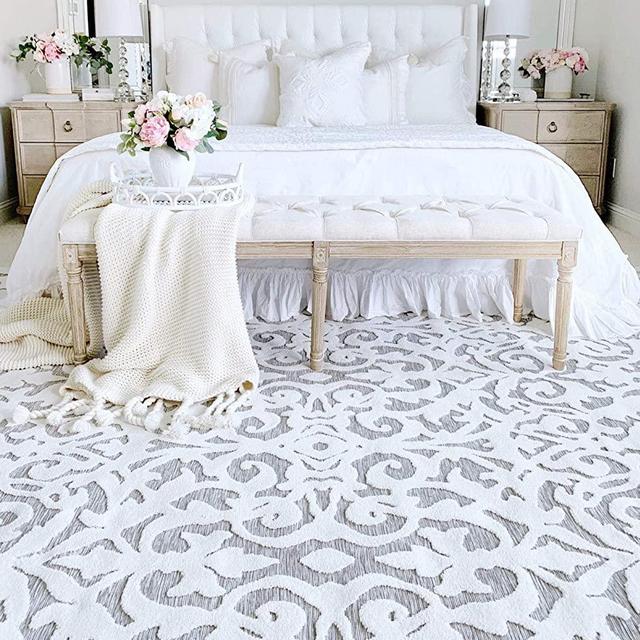 My Texas House by Orian Indoor/Outdoor Lady Bird Area Rug, 7'9" x 10'10", Natural/Grey