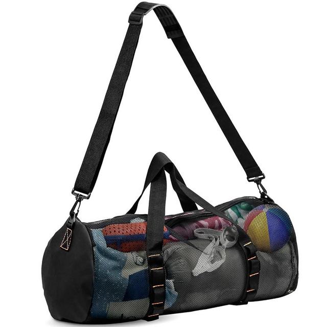 Diving Scuba Surfing Snorkeling Dive Mesh Beach Bag Duffle Bags with Zipper and Adjustable Shoulder Strap for Travel Fitness Camping Swim Gym Gears Balls 23” x 11”