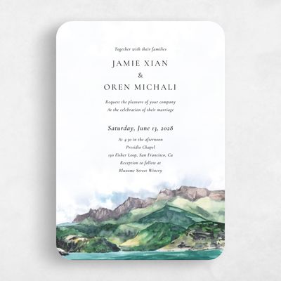 Green Rounded Wedding Invitation - Deepcreek Summer