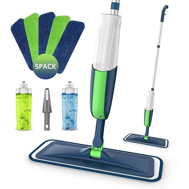 Spray Mops Microfiber Floor Mops for Floor Cleaning - MEXERRIS Wet Mops Dust Mop with 2 Refillable Bottle and 5 Mop Pads Wood Floor Cleaning Mop for Hardwood Laminate Vinyl Tiles Floors Cleaning