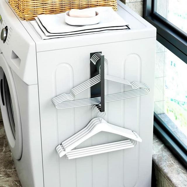 Hanger Organizer,Hanger Storage Rack for Washing Machine,Hanger Stacker for Closet Laundry Room,Clothes Hanger Storage for Adult or Child Clothes Hangers(Black)