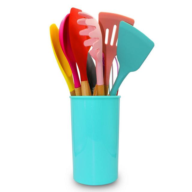 Silicone Spatula with Wooden Handles Set, 12 Pieces