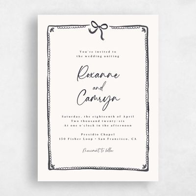 Ebony, Beige Wedding Invitation - Galleria Portrait