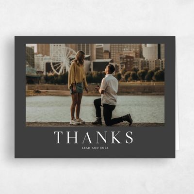Dark Charcoal, Grey Wedding Thank You - Alpino Photo