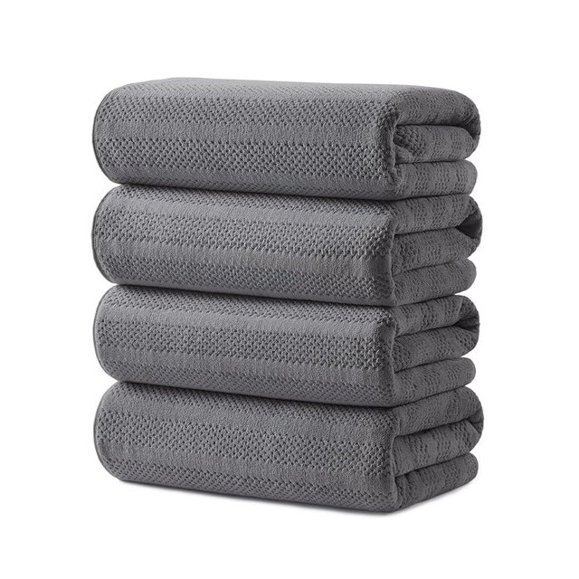 ecolook 4 Pack Microfiber Bath Towels, 31 x 63 inches Extra Large Bath Towel Set, Super Soft Highly Absorbent Bath Towels Set of 4, Quick Dry Lightweight Bathroom Towels for Spa, Pool, Gym, Dark Gray