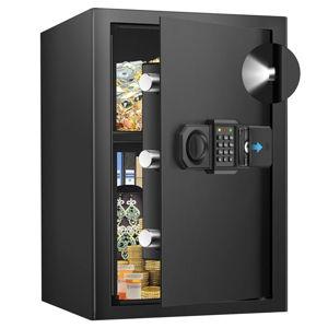 3.5 Cubic Large Fireproof Safe Box, Digital Safe with Alarm System, Removable Shelf and Mute Function, Digital Security Safes for Home, 12.5"D x 13.8"W x 19.7"H, Black