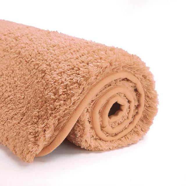 Suchtale Bathroom Rug Non Slip Bath Mat for Bathroom Water Absorbent Soft Microfiber Shaggy Bathroom Mat Machine Washable Bath Rug for Bathroom Thick Plush Rugs for Shower (16 x 24 Peach)