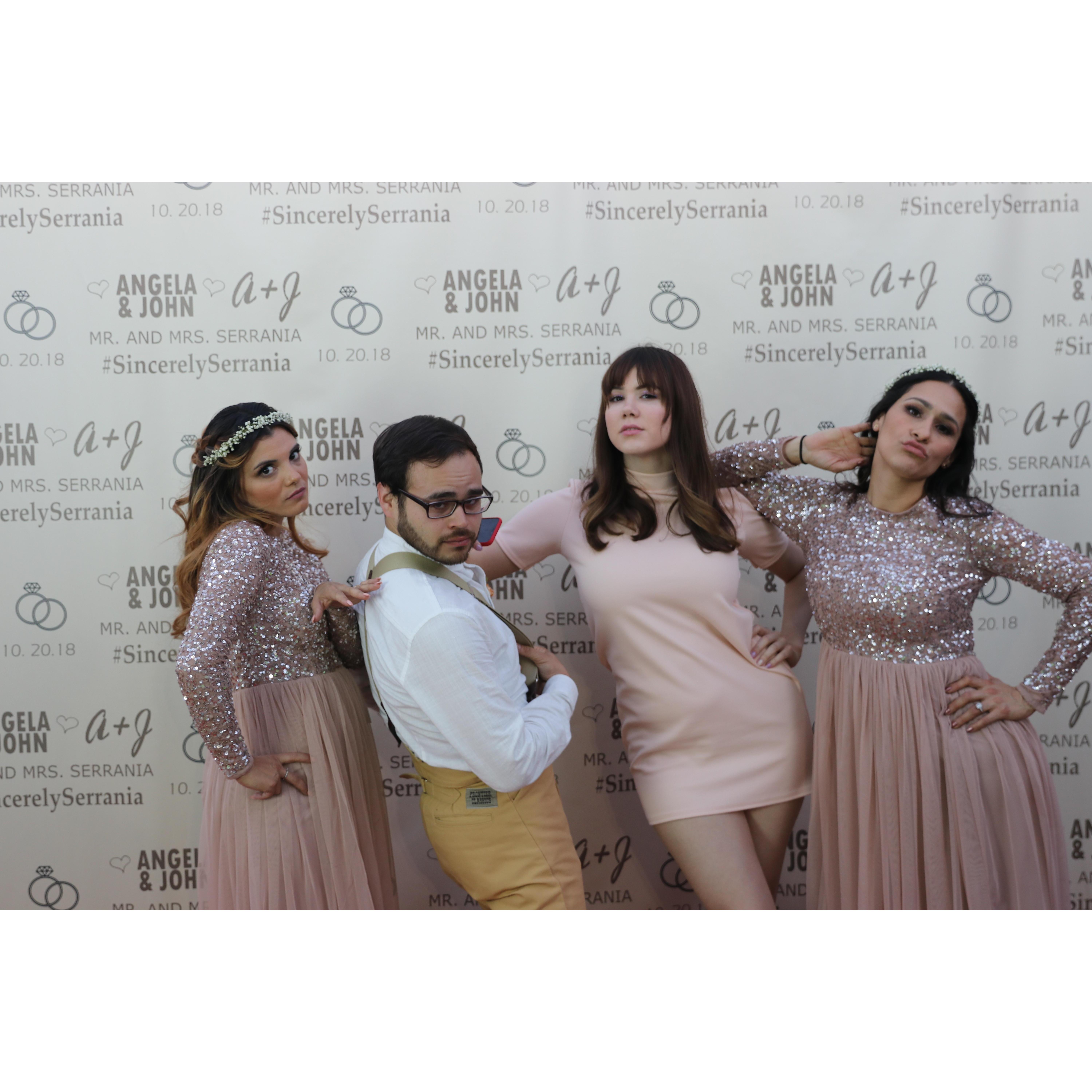 Bridesmaids Andria Bruno and Adriana Mulero with Jorge Soriano and Clair Riccio