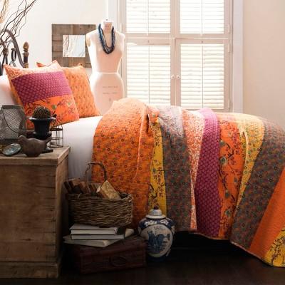 Royal Empire 3 Piece Quilt Set (Full/Queen)Tangerine - Lush Décor