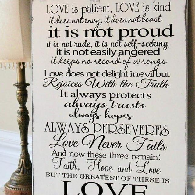 CELYCASY Love is Patient Love is Kind - 1 Corinthians 13 Wood Sign - Rustic Wedding Decor - Gift for The Couple - Carved Wood Plaque