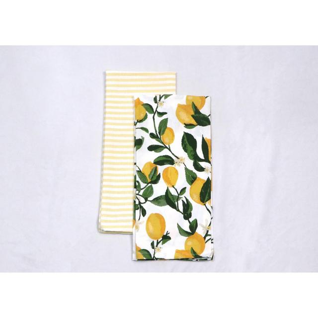 2pk Cotton Printed Kitchen Towels Yellow - Threshold™