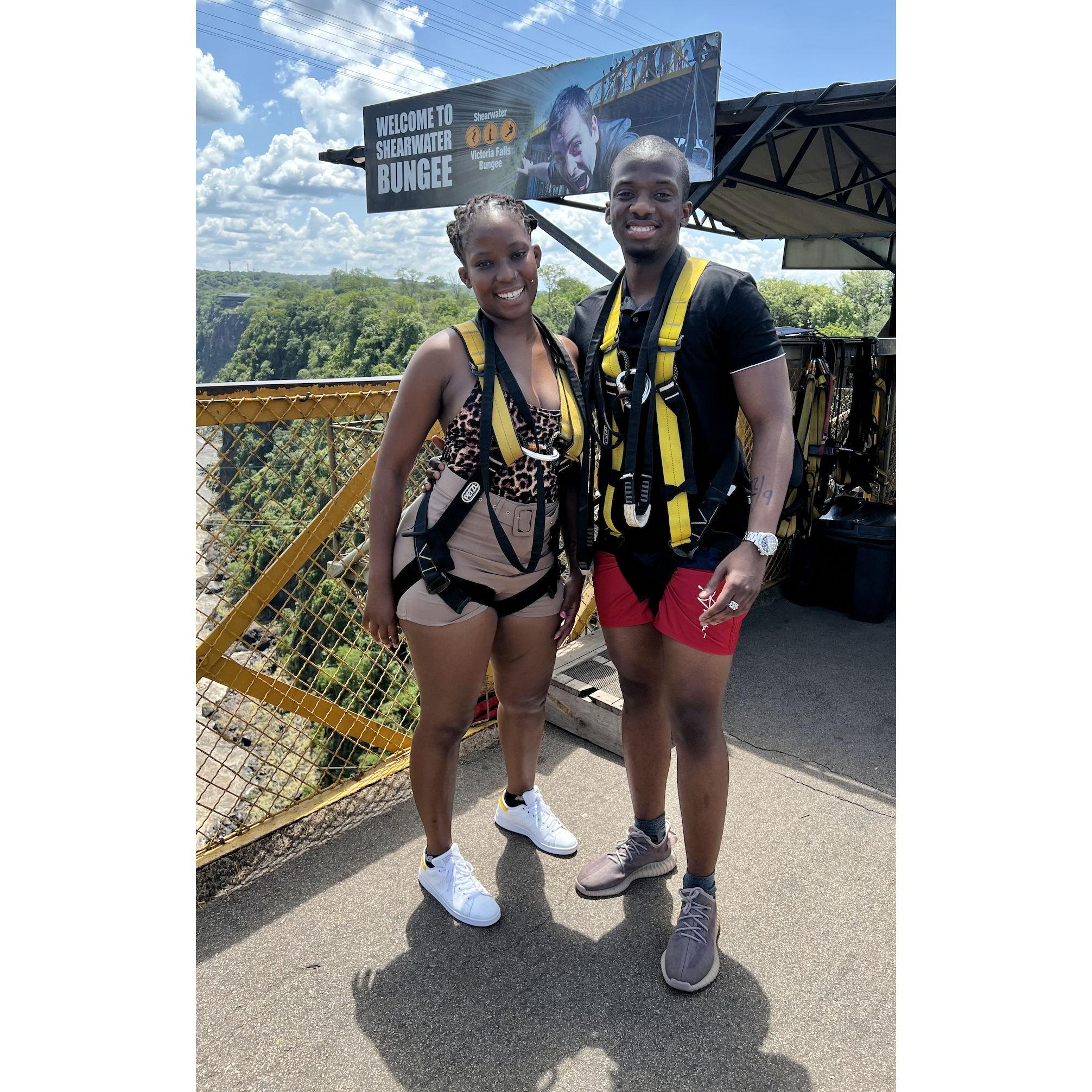 Before we bungee jumped from Vic Falls Bridge ~ Feb 2022