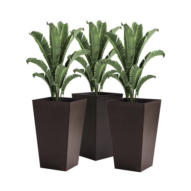 Outsunny Set of 3 Tall Planters, Indoor and Outdoor Flower Pot Set,