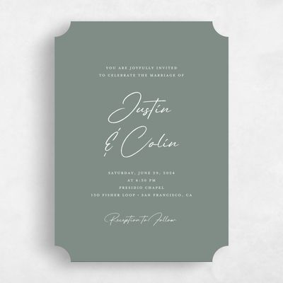 Green Ticket Wedding Invitation - Burke Classic
