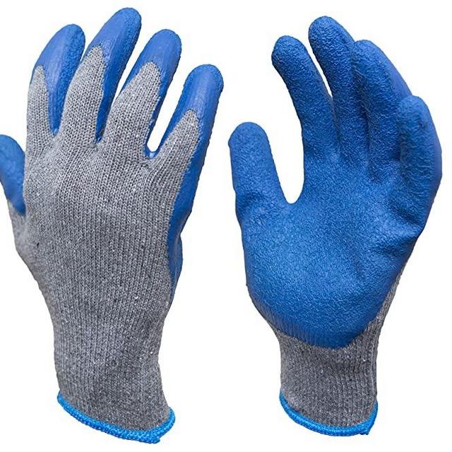 G & F Products - 3100L-DZ-Parent 12 Pairs Large Rubber Latex Double Coated Work Gloves for Construction, gardening gloves, heavy duty Cotton Blend Blue