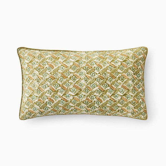 Pierce & Ward Floral Lattice Pillow Cover, 12x21, Olive